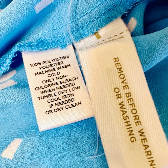 EUC LOFT Blue & White Confetti Print Tiered Flutter Sleeve Blouse - Picture 15 of 15